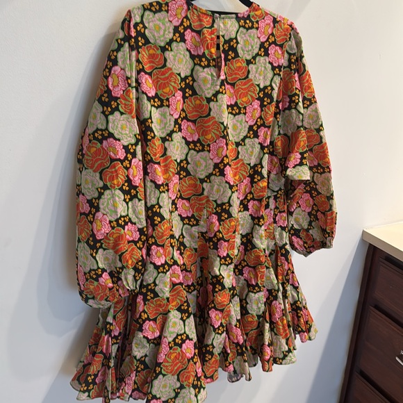 RHODE Ella Floral-Print Cotton Mini Dress size xs missing belt - Picture 9 of 10